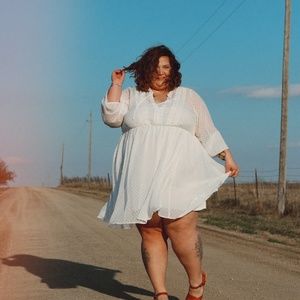 white gauze dress plus size